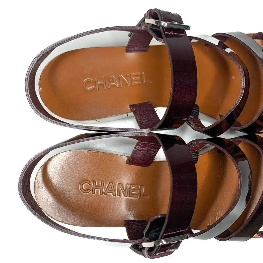 CHANEL burgundy patent